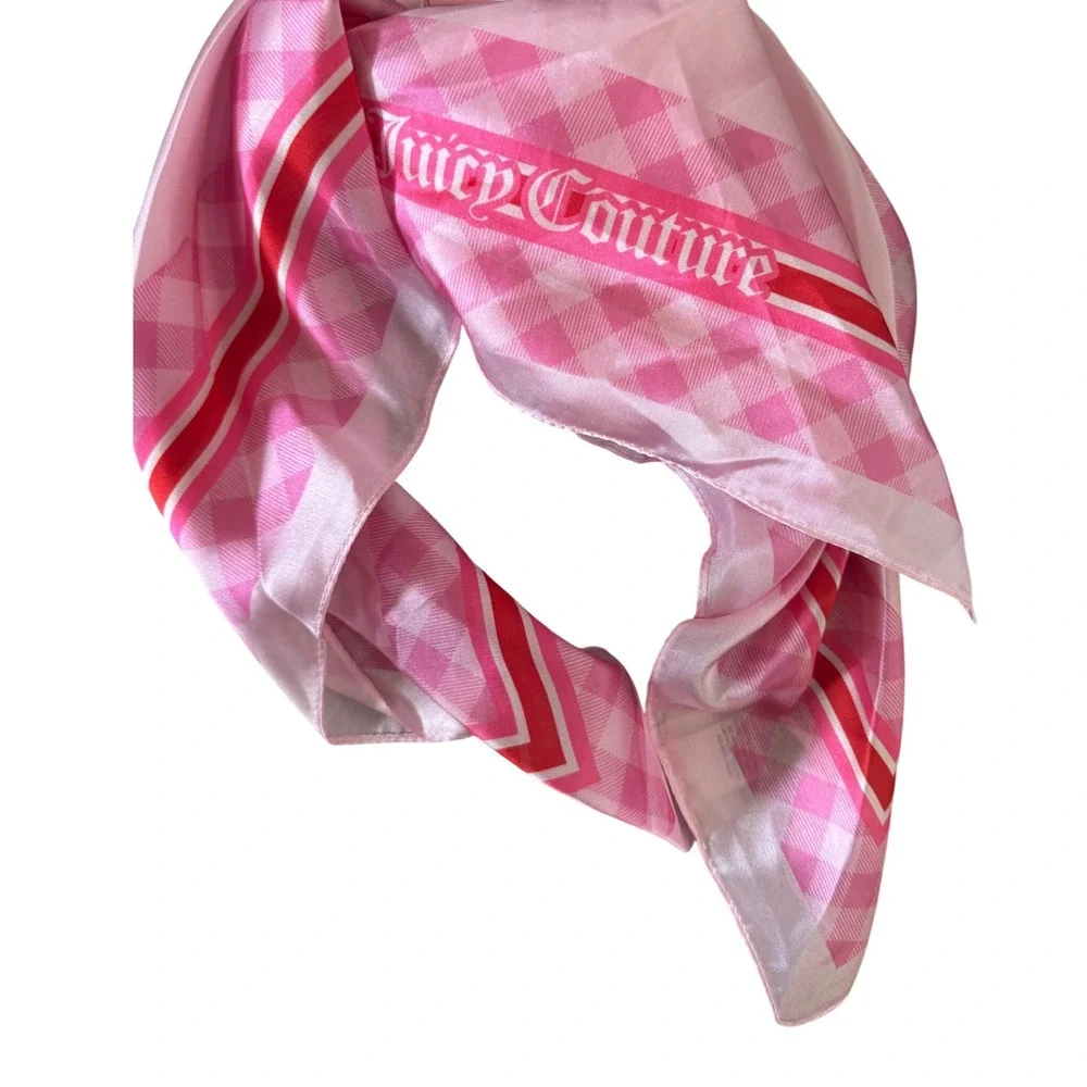 Juicy Couture Scarf Gingham Pink Red Green White Stripes Logo‎ Juicy  NWT